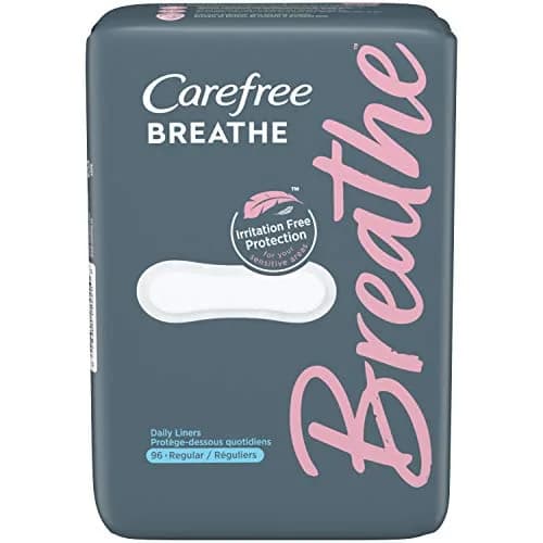 Carefree Breathe Panty Liners, Individually Wrapped, 96 Count | Dermatologist Tested for Sensitive Skin thumbnail 1