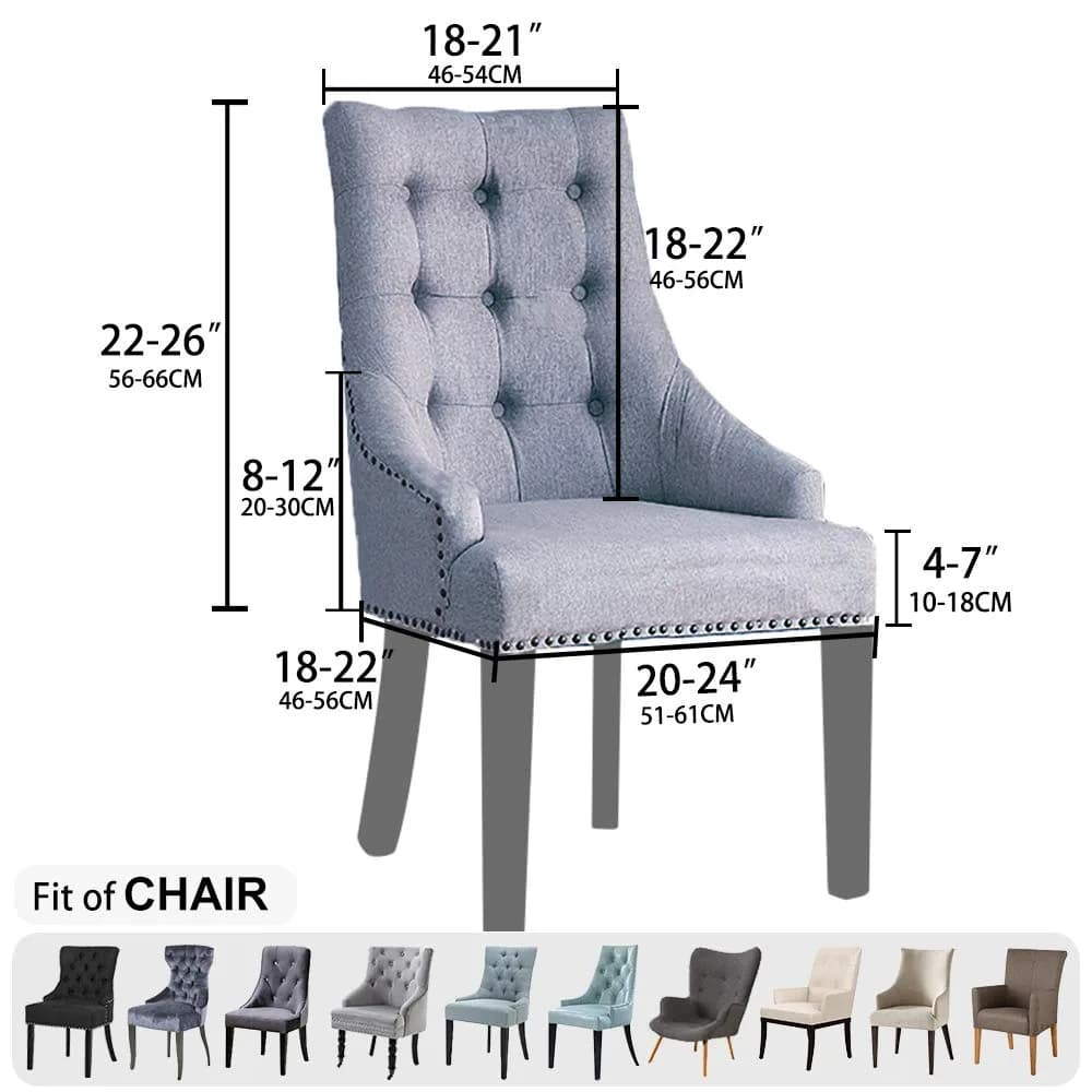 Lellen Velvet Stretch Wingback Chair Cover Slipcover 1PC Black | Fits Dining & Living Room Chairs - view 5