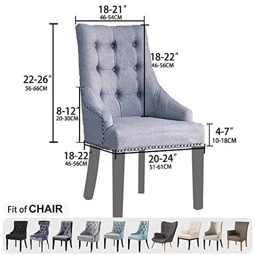 Lellen Velvet Stretch Wingback Chair Cover Slipcover 1PC Black | Fits Dining & Living Room Chairs thumbnail 5