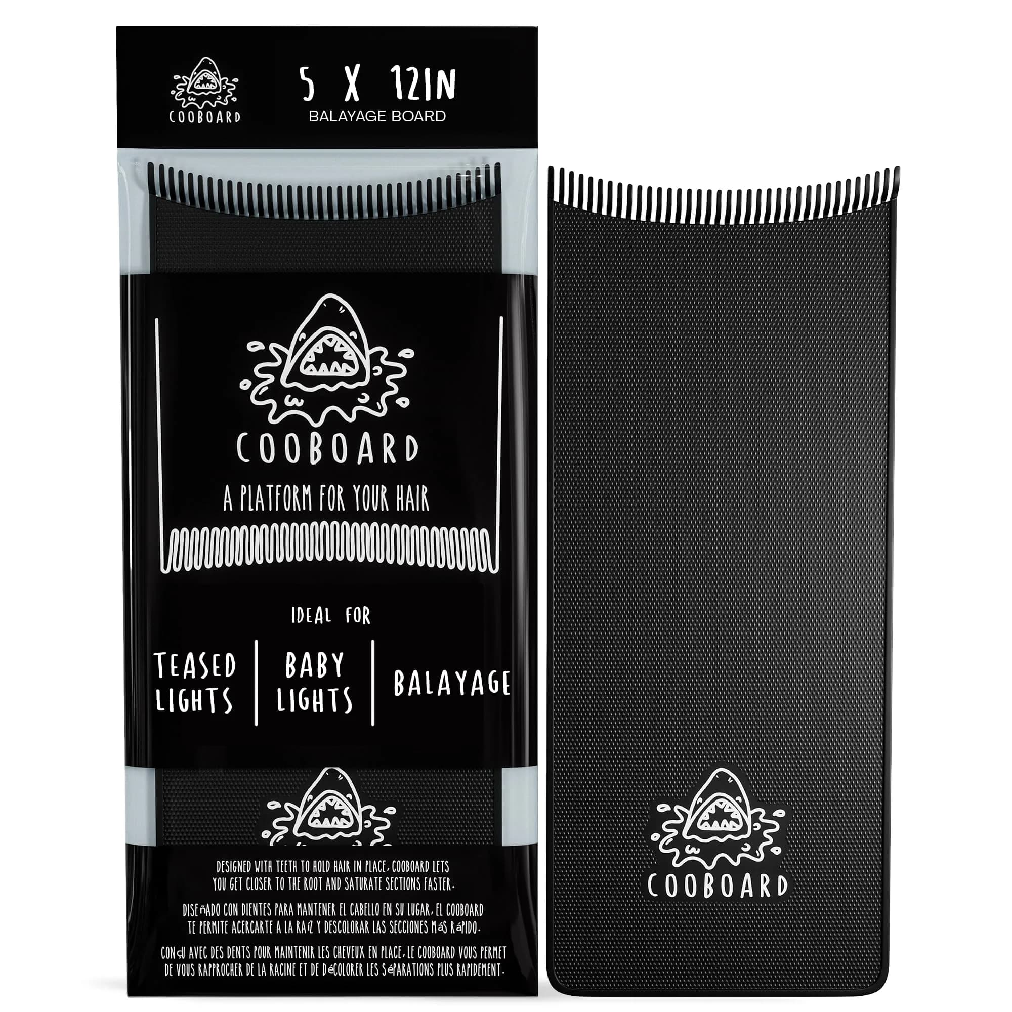 Cooboard Balayage Board with Teeth | Original Hair Highlighting Paddle, 12 in x 5 in | Easy to Clean, Lightweight, Black - main product image