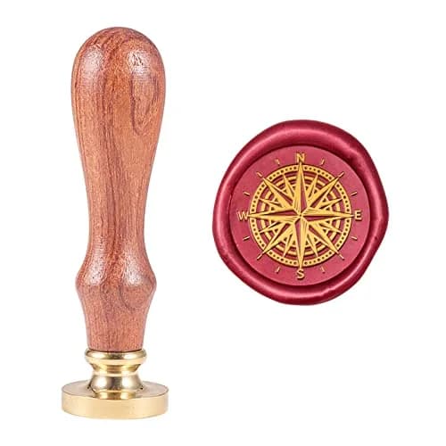 PH PandaHall Compass Wax Seal Stamp 25.5mm (1 inch) Diameter | Vintage Nautical Theme for Invitations thumbnail 1