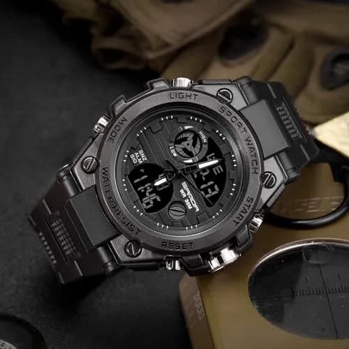 AIMES Men's Military Waterproof Digital Watch 53mm | Dual Time, LED Backlight, Shock Resistant thumbnail 4