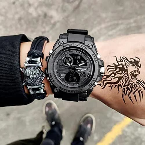 AIMES Men's Military Waterproof Digital Watch 53mm | Dual Time, LED Backlight, Shock Resistant thumbnail 5