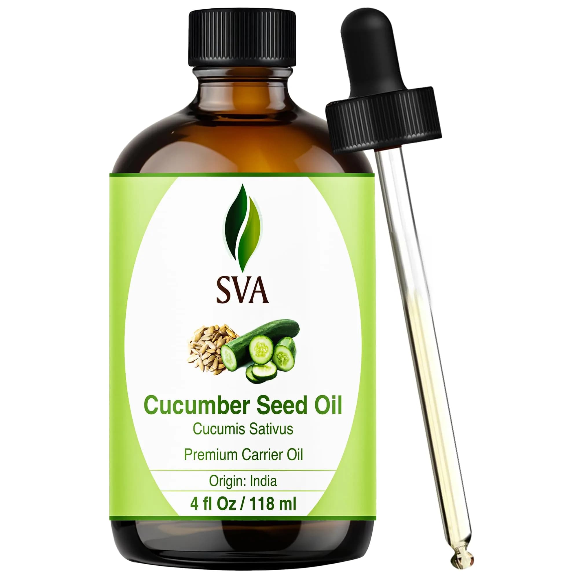 SVA ORGANICS Cucumber Seed Carrier Oil 118 ml (4 Fl Oz) | Pure, Cold-Pressed, Natural Moisturizer for Skin & Hair