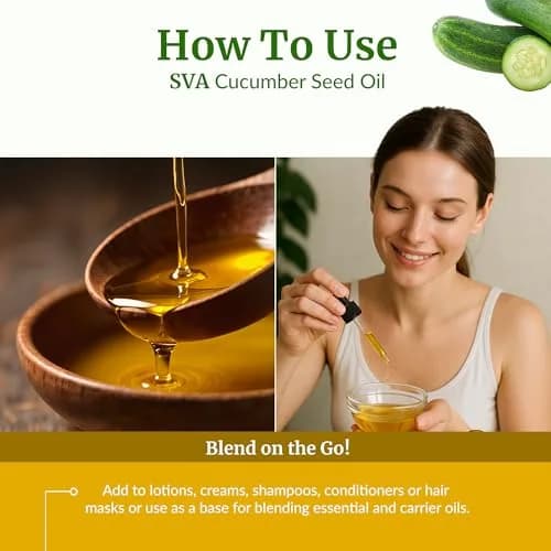 SVA ORGANICS Cucumber Seed Carrier Oil 118 ml (4 Fl Oz) | Pure, Cold-Pressed, Natural Moisturizer for Skin & Hair thumbnail 6