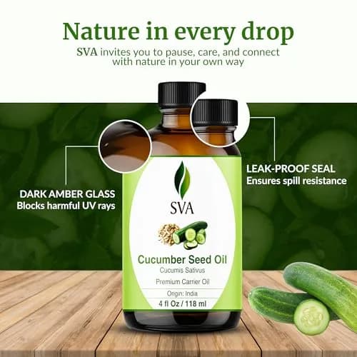 SVA ORGANICS Cucumber Seed Carrier Oil 118 ml (4 Fl Oz) | Pure, Cold-Pressed, Natural Moisturizer for Skin & Hair thumbnail 7
