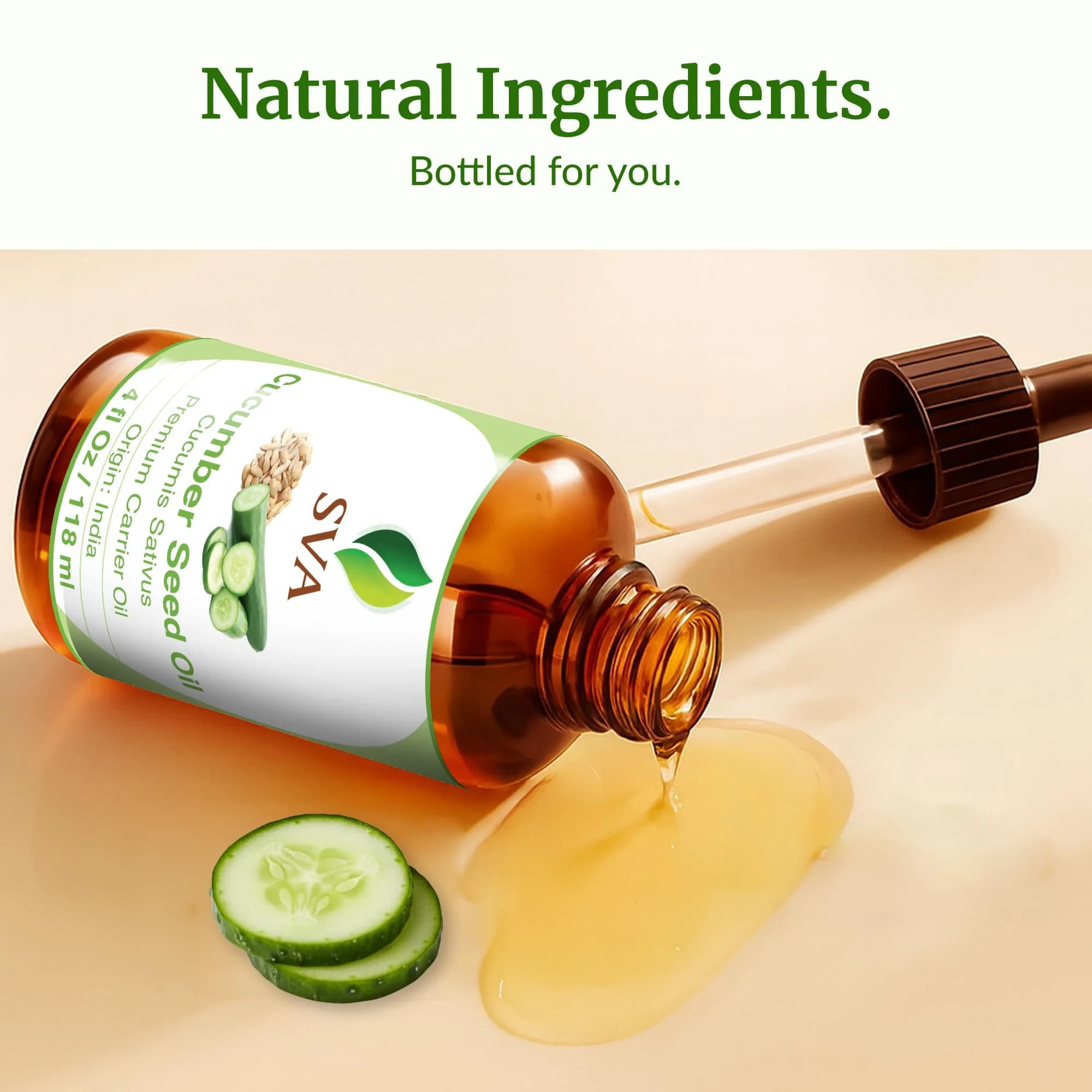 SVA ORGANICS Cucumber Seed Carrier Oil 118 ml (4 Fl Oz) | Pure, Cold-Pressed, Natural Moisturizer for Skin & Hair - view 8