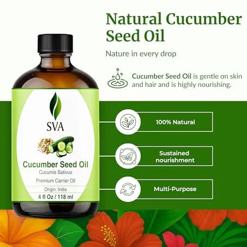 SVA ORGANICS Cucumber Seed Carrier Oil 118 ml (4 Fl Oz) | Pure, Cold-Pressed, Natural Moisturizer for Skin & Hair thumbnail 2