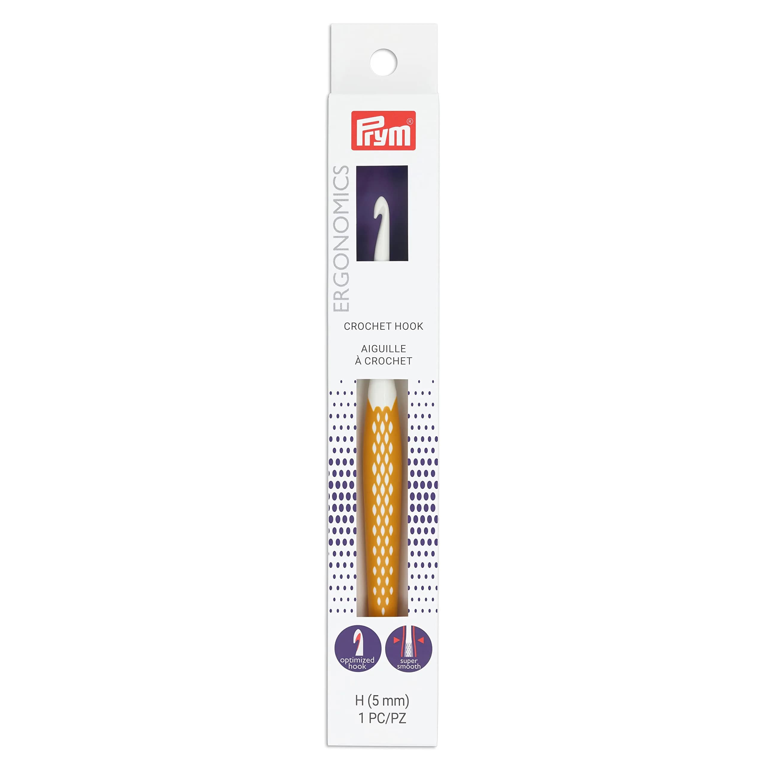 Prym Crochet Hook H8/5mm | Lightweight, Smooth, Ergonomic Handle for All Yarn Types