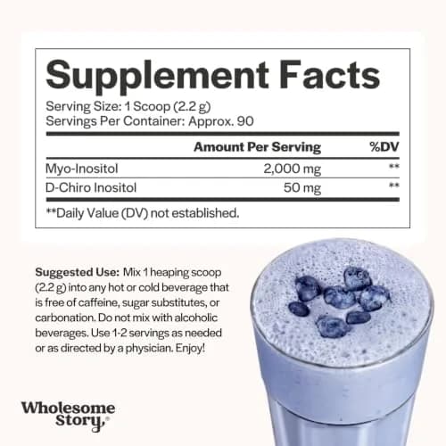 Wholesome Story Myo-Inositol & D-Chiro Inositol Powder | 2000mg:50mg Ratio, 90 Servings | Supports Hormonal Balance & Ovarian Function thumbnail 4