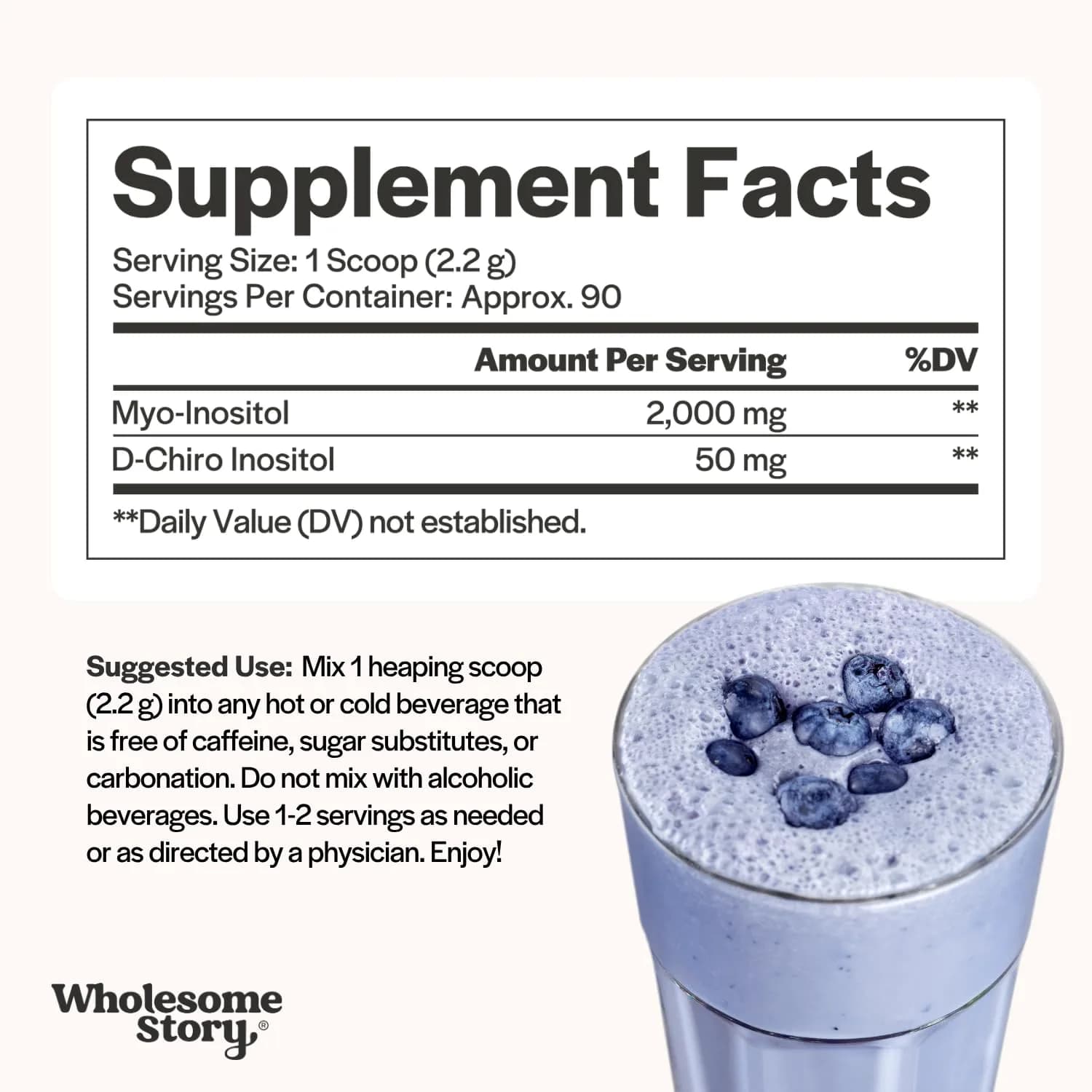 Wholesome Story Myo-Inositol & D-Chiro Inositol Powder | 2000mg:50mg Ratio, 90 Servings | Supports Hormonal Balance & Ovarian Function - view 4