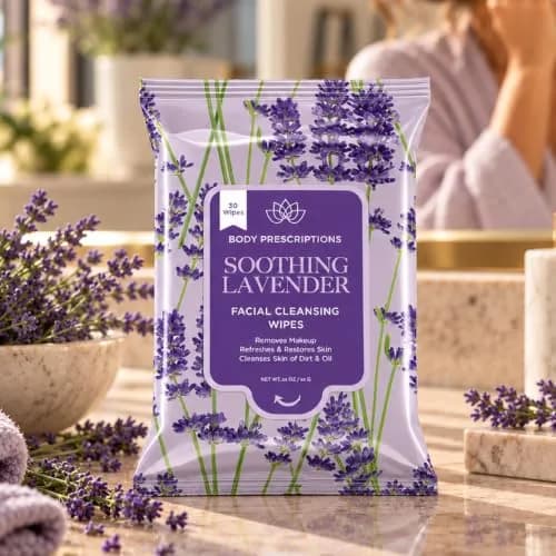 Body Prescriptions Makeup Remover Wipes - Bulk Pack, Gentle Cleansing Wipes for Easy Makeup Removal, Mint, Rosehip, Vitamin C, Lavender & Coconut | All Skin Types thumbnail 6