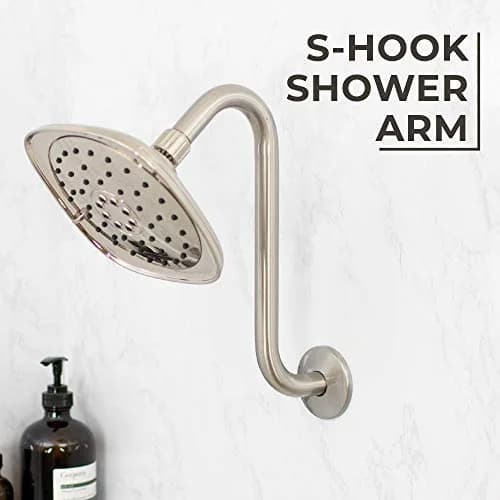 JS Jackson Supplies 10.5 Inch Shower Arm Extension with Flange, Brushed Nickel | Raises Showerhead 10.5 Inches thumbnail 2