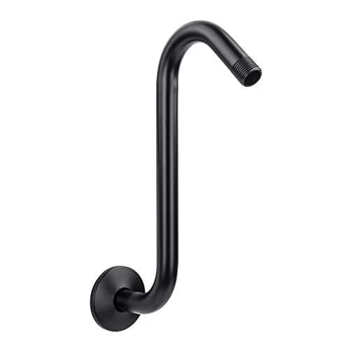 JS Jackson Supplies Shower Head Extension Arm with Flange 10.5 Inch Black | Curved S Shape, Stainless Steel, Standard 1/2" thumbnail 1