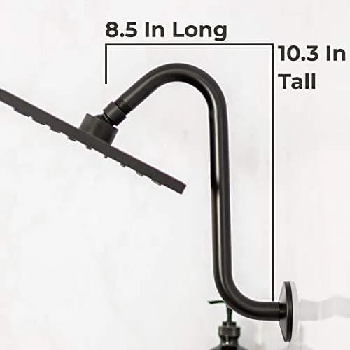 JS Jackson Supplies Shower Head Extension Arm with Flange 10.5 Inch Black | Curved S Shape, Stainless Steel, Standard 1/2" thumbnail 5