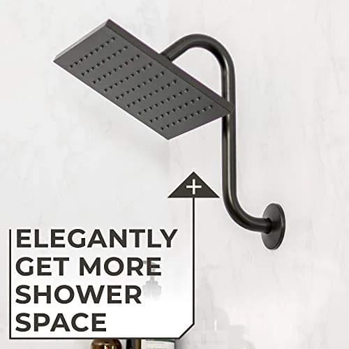 JS Jackson Supplies Shower Head Extension Arm with Flange 10.5 Inch Black | Curved S Shape, Stainless Steel, Standard 1/2" thumbnail 7