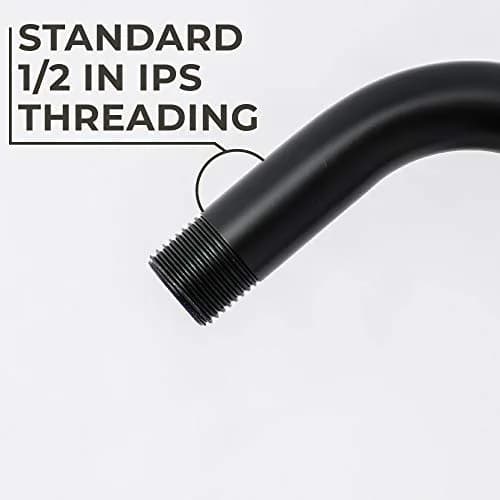 JS Jackson Supplies Shower Head Extension Arm with Flange 10.5 Inch Black | Curved S Shape, Stainless Steel, Standard 1/2" thumbnail 8