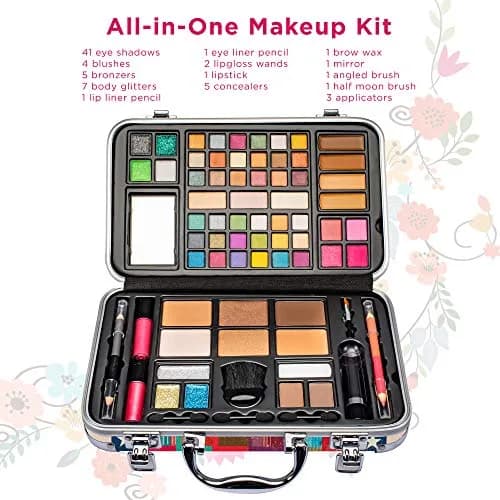 Vokai Makeup Kit Gift Set - 41 Eye Shadows, 7 Body Glitters, 1 Lip Liner Pencil, 1 Lipstick, 4 Blushs, Eye liner pencil, 5 Concealers, 2 Lip Gloss, 5 Bronzers, Mirror | Complete Cosmetic Starter Set for All Occasions thumbnail 2