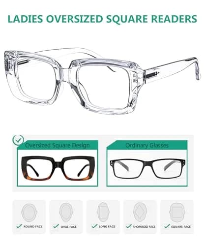 Eyekepper Oversized Square Reading Glasses 47mm (1.85 in) | +2.50 Magnification thumbnail 4