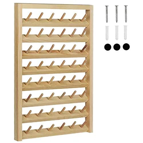 HAITRAL 48-Spool Sewing Thread Rack Wall-Mounted Wooden Organizer for Quilting thumbnail 1