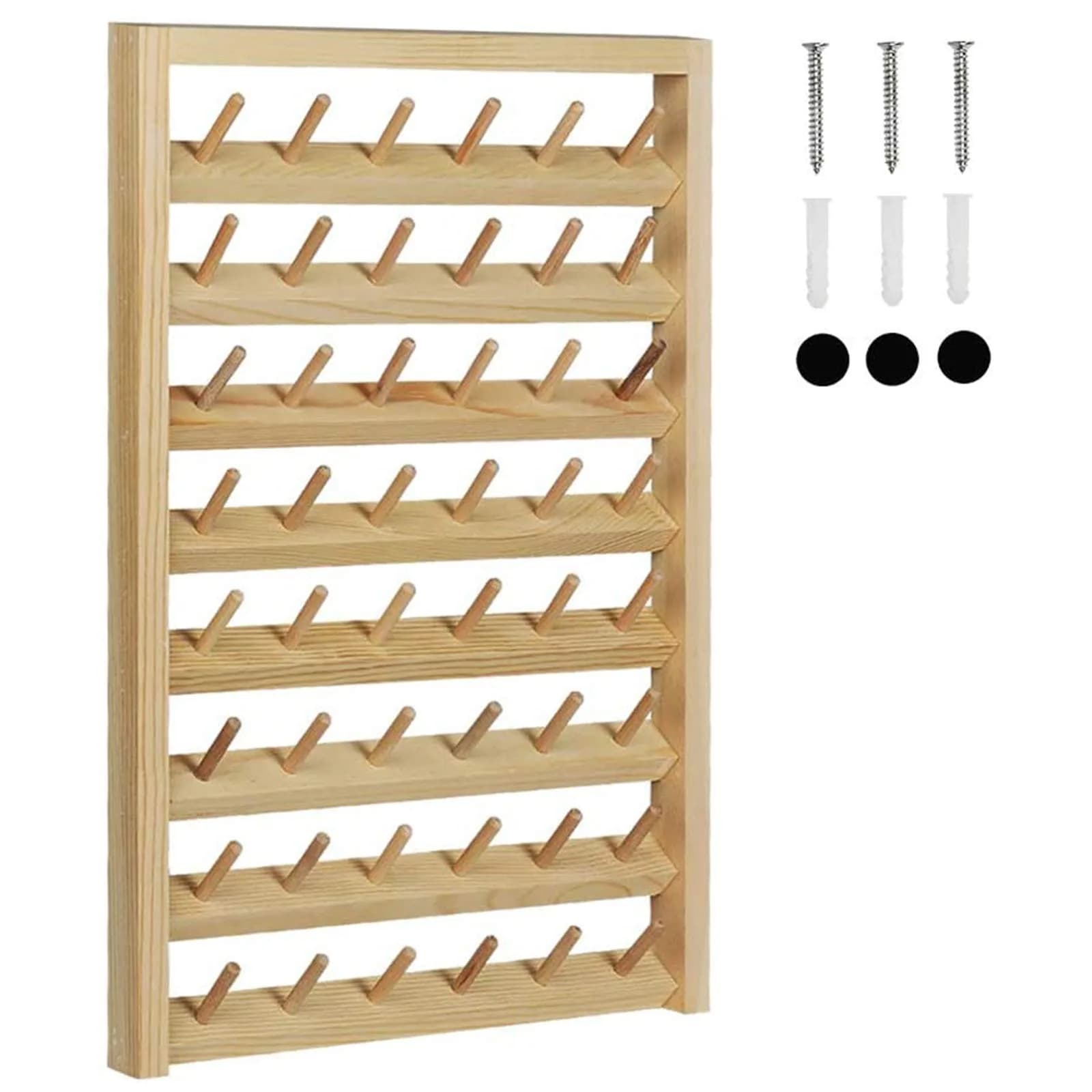 HAITRAL 48-Spool Sewing Thread Rack Wall-Mounted Wooden Organizer for Quilting - main product image