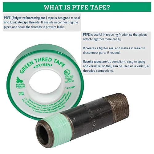 Gasoila Green PTFE Thread Seal Tape 1/2 Inch x 260 Inch | Leak-Proof, High-Density, Non-Toxic, 3 Pack thumbnail 3