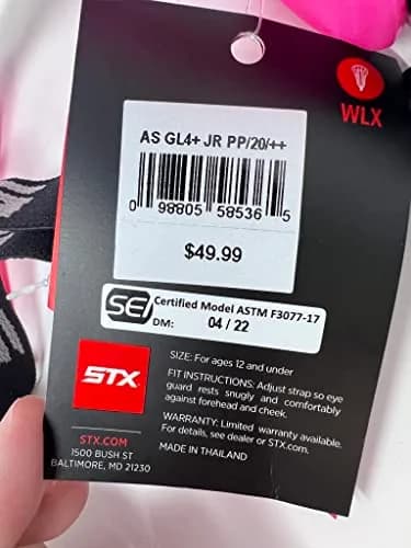 STX 4Sight+ S Adult Lacrosse Goggles in Punch | SEI Certified ASTM F3077-177 thumbnail 4