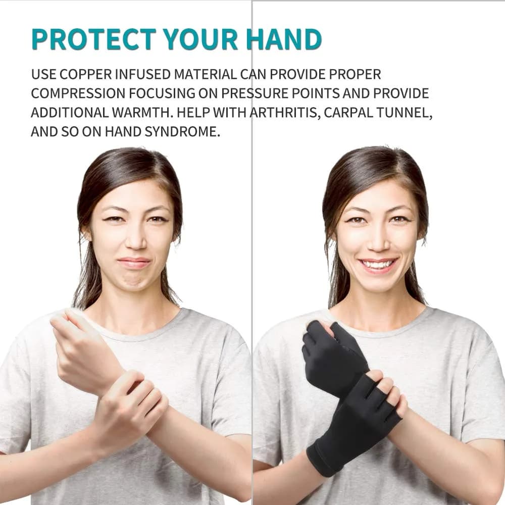 Ricbestlab Copper Arthritis Gloves for Women Men, Fingerless Breathable & Moisture Wicking Arthritis Compression Gloves for Computer Typing and Dailywork of Hands joint Support (Small, 1 Pair) - view 5
