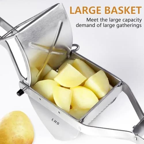 LHS Stainless Steel Potato Ricer and Masher, Heavy Duty Commercial Food Masher, Ergonomic Comfort Grip, Extra Large Capacity, Dishwasher Safe (Black) | 0.6 kg (1.32 lb) thumbnail 4