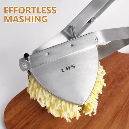 LHS Stainless Steel Potato Ricer and Masher, Heavy Duty Commercial Food Masher, Ergonomic Comfort Grip, Extra Large Capacity, Dishwasher Safe (Black) | 0.6 kg (1.32 lb) thumbnail 2