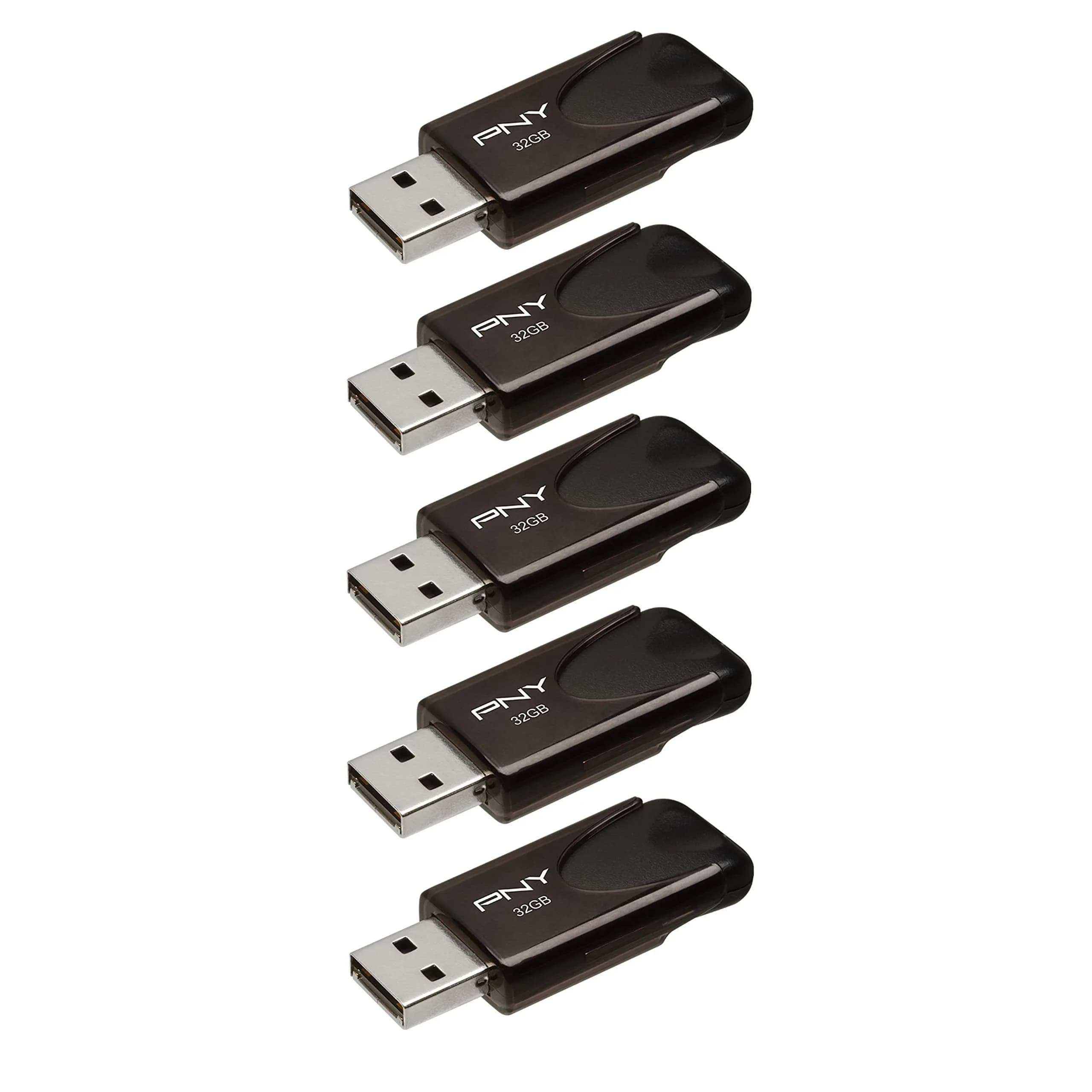 PNY Attaché 4 USB 2.0 Flash Drive 5-Pack 32GB (160GB Total) | Essential Mobile Storage for Work & School