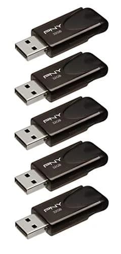 PNY Attaché 4 USB 2.0 Flash Drive 5-Pack 32GB (160GB Total) | Essential Mobile Storage for Work & School thumbnail 1