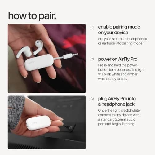 Twelve South AirFly Pro Bluetooth Wireless Audio Transmitter & Receiver, White | Transmits Audio from Any 3.5mm Jack thumbnail 6