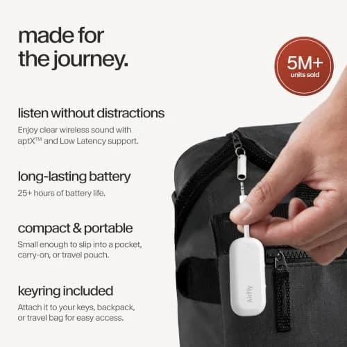 Twelve South AirFly Pro Bluetooth Wireless Audio Transmitter & Receiver, White | Transmits Audio from Any 3.5mm Jack thumbnail 4