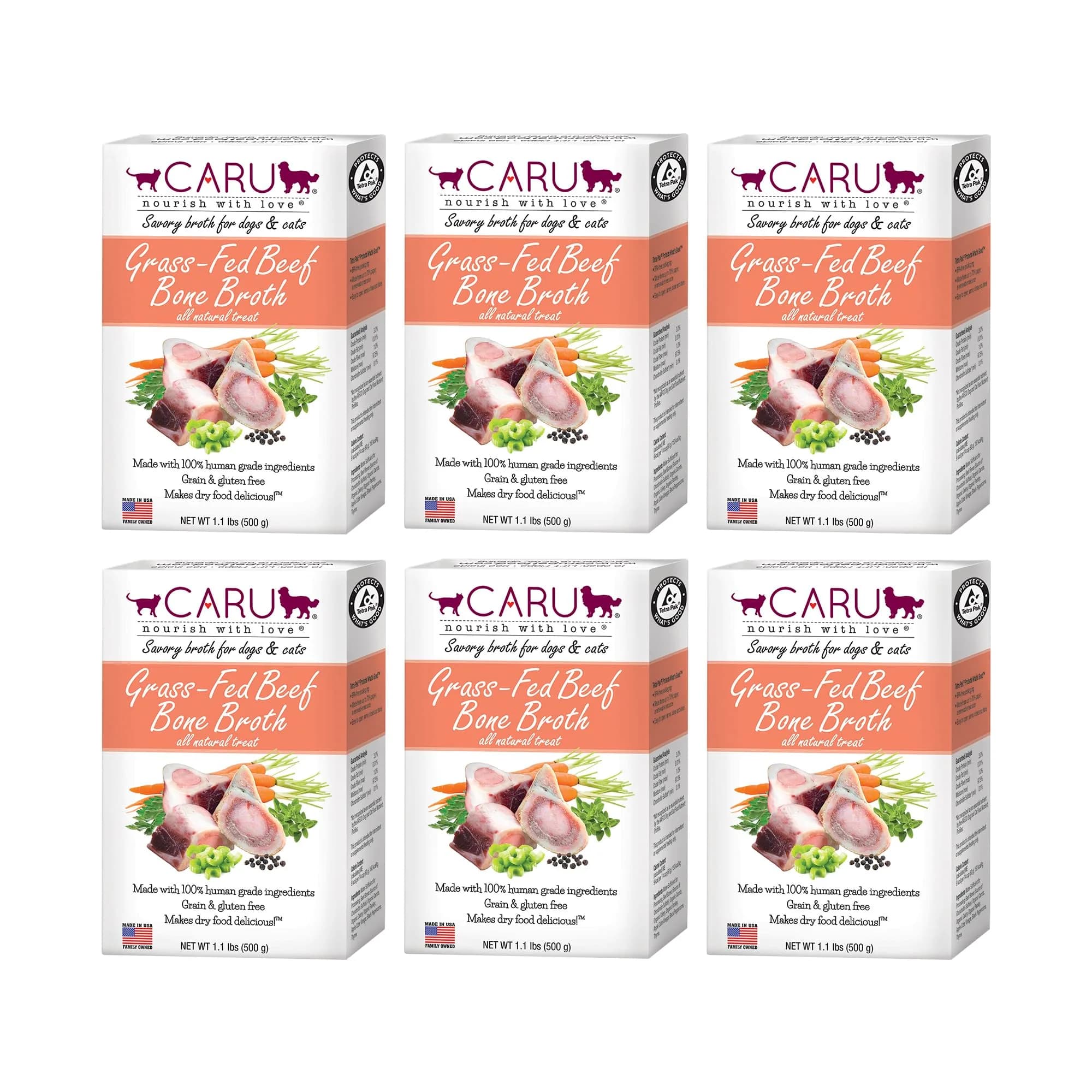 Caru Grass-Fed Beef Bone Broth for Dogs & Cats | Natural Protein & Immune Support (80c)