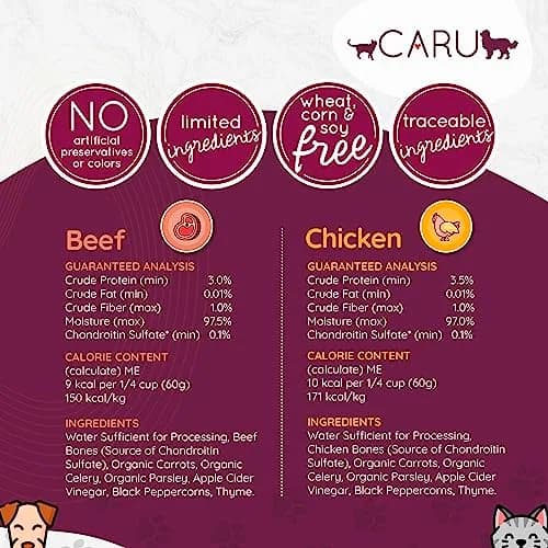 Caru Grass-Fed Beef Bone Broth for Dogs & Cats | Natural Protein & Immune Support (80c) thumbnail 4