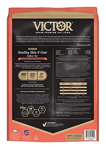 VICTOR Healthy Skin & Coat Dry Cat Food - Indoor Salmon Kibble, 15 lb | Grain-Free, High Protein, Supports Skin & Coat thumbnail 2
