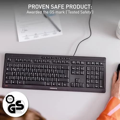 Cherry Stream Keyboard | Wired Slim Whisper Quiet Silent Keys Black | 18.23 in (46.3 cm) Length thumbnail 6