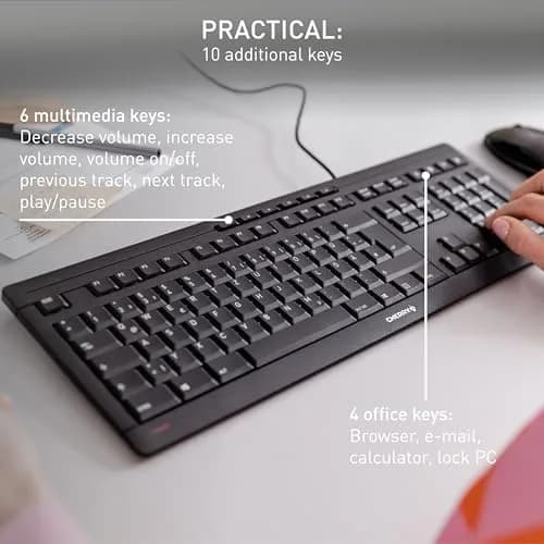 Cherry Stream Keyboard | Wired Slim Whisper Quiet Silent Keys Black | 18.23 in (46.3 cm) Length thumbnail 3