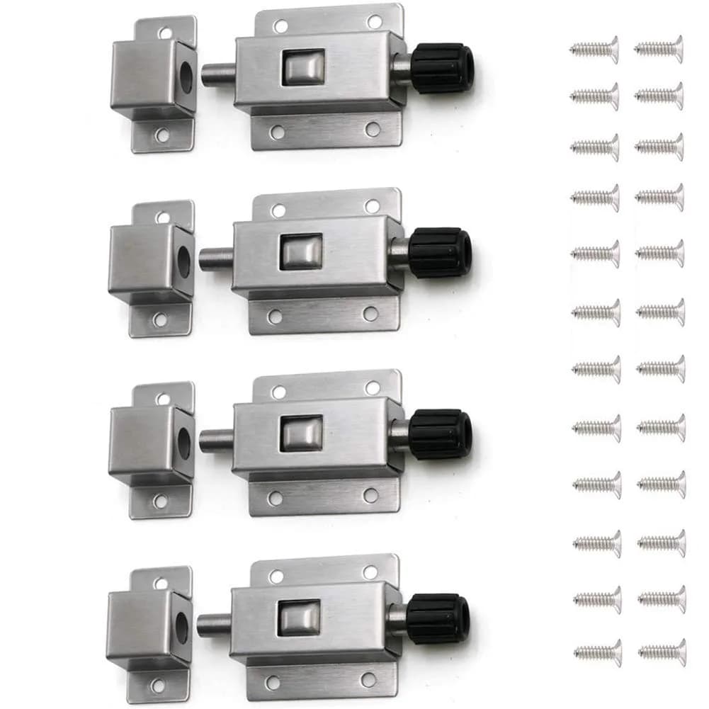 kaileyouxiangongsi Stainless Steel Spring Loaded Gate Latch 4 Pack | Heavy Duty Door Lock with Screws