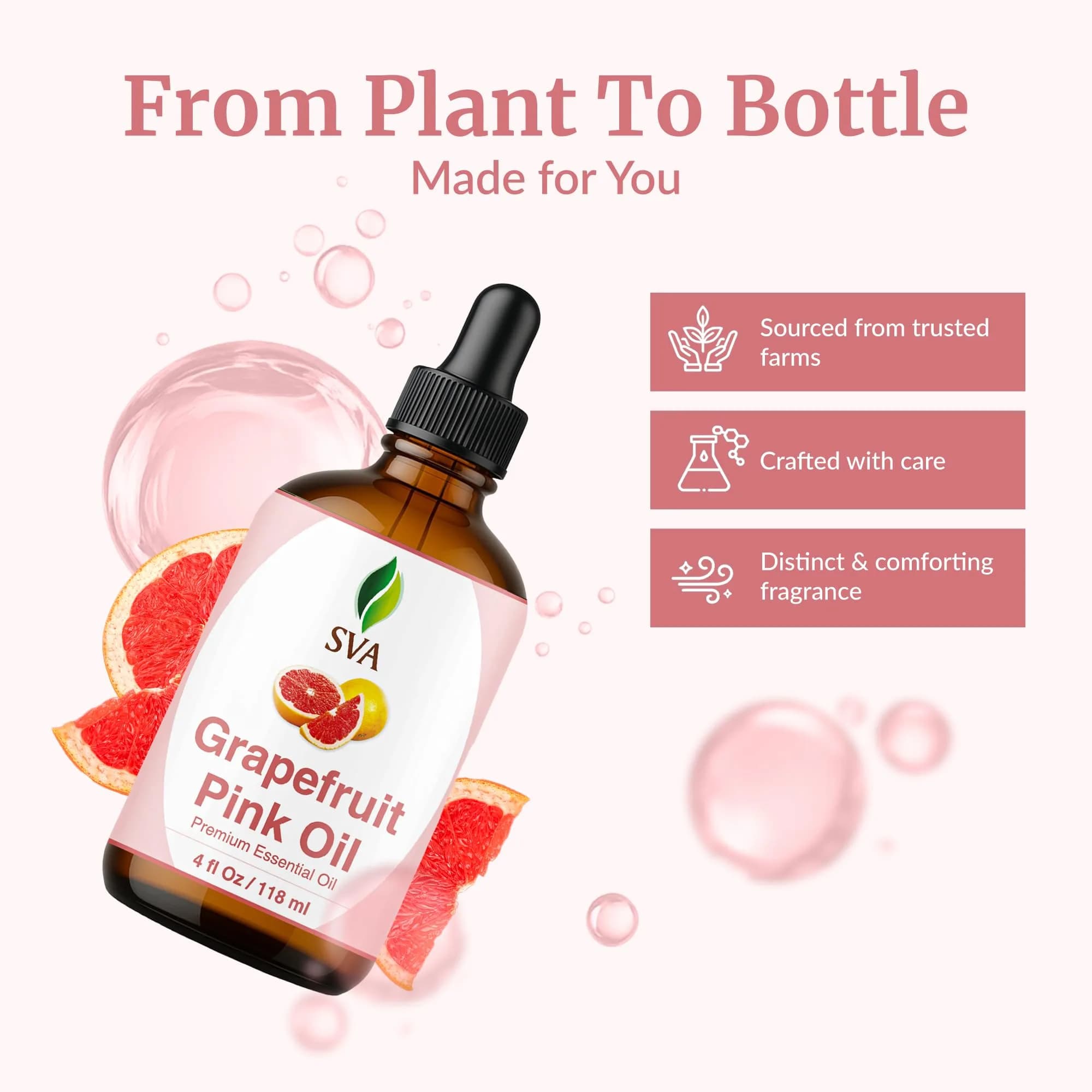 SVA ORGANICS Pink Grapefruit Essential Oil 4 Fl Oz (118 mL) - Pure & Natural Aromatherapy Oil - view 4