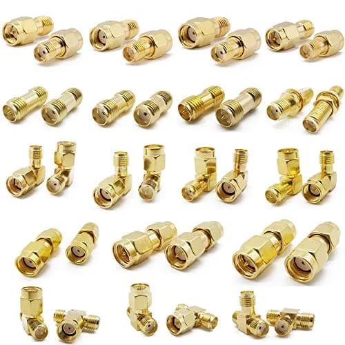 ALLiSHOP SMA Connectors Kit 18 Types RP-SMA Adapters | Gold-Plated Brass RF Coax Set thumbnail 1