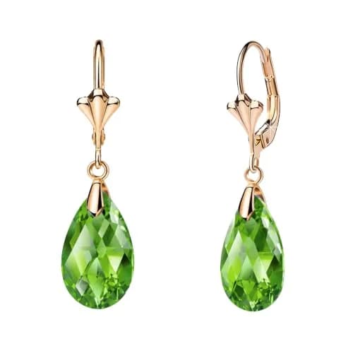 EVEVIC Austrian Crystal Teardrop Leverback Drop Earrings for Women | Hypoallergenic 14K Gold Plated Jewelry thumbnail 1