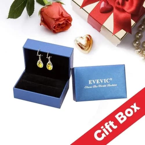 EVEVIC Austrian Crystal Teardrop Leverback Drop Earrings for Women | Hypoallergenic 14K Gold Plated Jewelry thumbnail 6