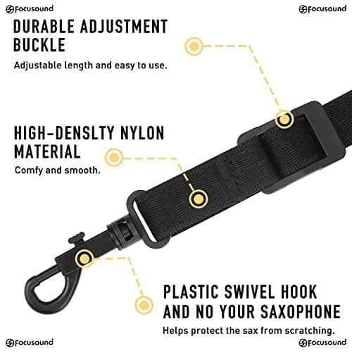 Focusound Upgraded Length Tenor Saxophone Neck Strap Soft Sax Leather Strap Padded for Alto and Tenor Saxophone | Adjustable 43.2cm–58cm thumbnail 4