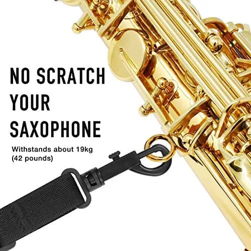 Focusound Upgraded Length Tenor Saxophone Neck Strap Soft Sax Leather Strap Padded for Alto and Tenor Saxophone | Adjustable 43.2cm–58cm thumbnail 5