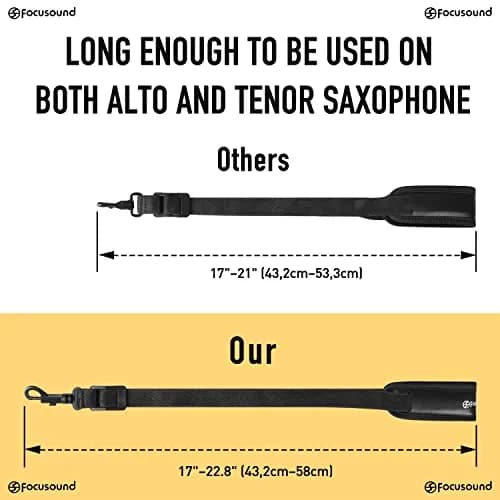 Focusound Upgraded Length Tenor Saxophone Neck Strap Soft Sax Leather Strap Padded for Alto and Tenor Saxophone | Adjustable 43.2cm–58cm thumbnail 3