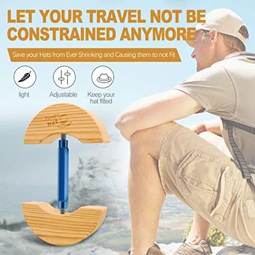 Tang's Adjustable Wooden Hat Stretcher for Fitted Hats, Small Blue | Maintains Hat Shape & Size thumbnail 4