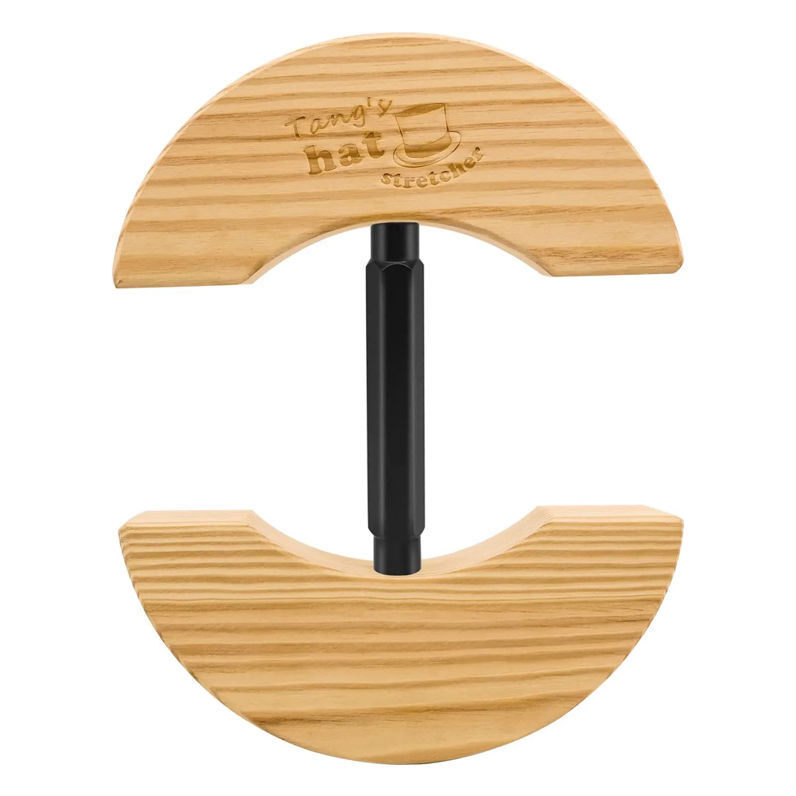 Tang's Black Wooden Hat Stretcher for Fitted Hats, Adjustable Turn Buckle, Large (7.28-9.84") | Keeps Hats in Original Shape — Black