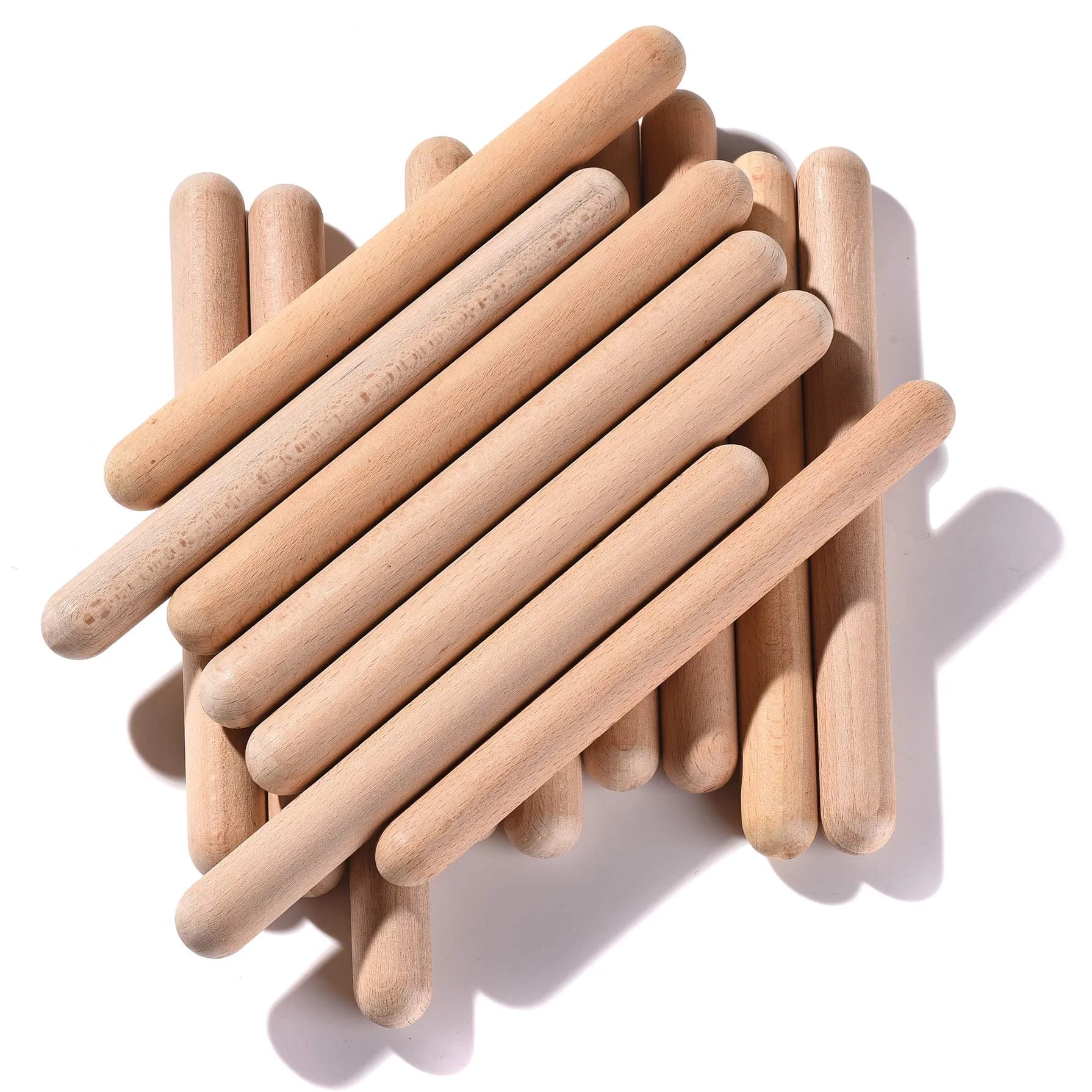 MGTECH Rhythm Music Lummi Sticks for Kids, 16 Pack Sticks with Carry Bag, 8 Inch (20.32 cm) | Natural Beech Wood